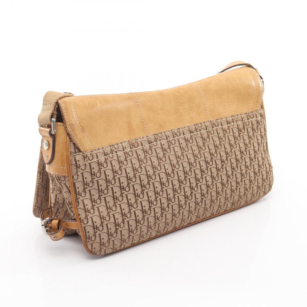 Dior Street Brown Bag Leather Christian Shoulder Beige  Canvas Trotter Brown Tan